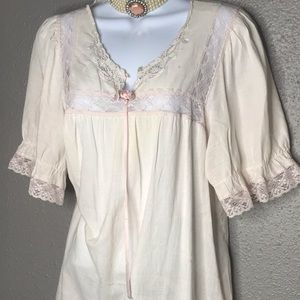 Vintage Cottage Core Cotton Puff Sleeve Tunic Top
